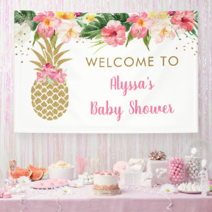 Banderoles Baby shower floral tropical à ananas