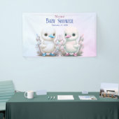 Banderoles Baby shower Floral Twin Ducks Bienvenue (Salon professionnel)