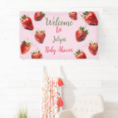 Banderoles Baby shower fraise C'est une fille (En situation)