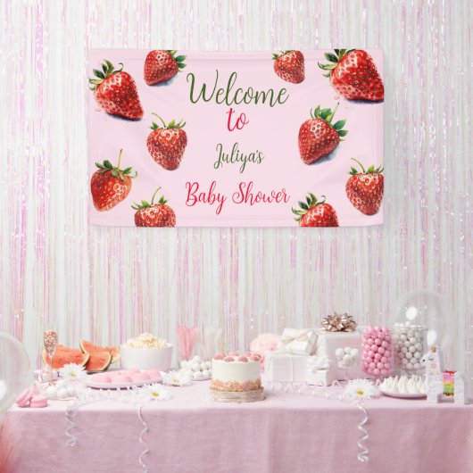 Banderoles Baby shower fraise C'est une fille (Fête)