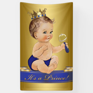 Banderoles Baby Shower Garçon Bleu Royal et Or Prince