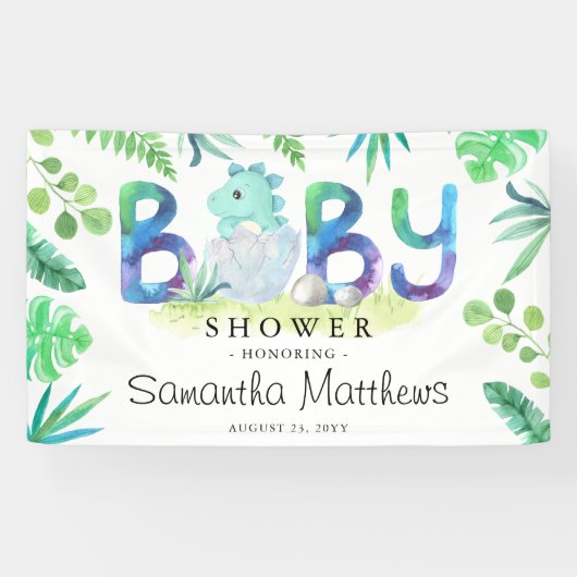 Banderoles Baby shower garçon Cute Dinosaur (Horizontal)