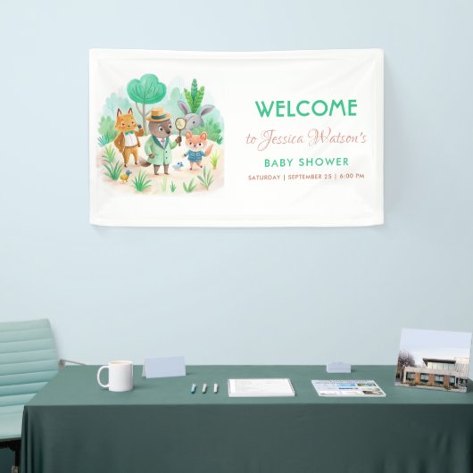 Banderoles Baby shower Garçon détective de la forêt de Little (Salon professionnel)