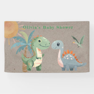 Banderoles Baby shower Garçon Dinosaur Vert Bleu