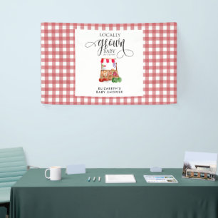 Banderoles Baby Shower Gingham de Bienvenue Cultivé Localemen