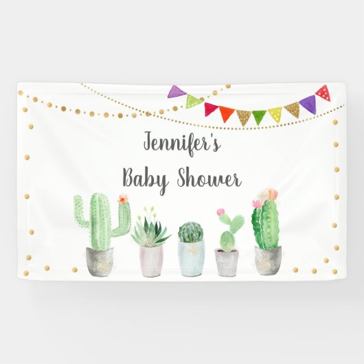 Banderoles Baby shower Gold Fiesta Cactus (Horizontal)