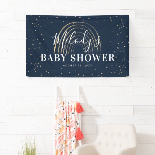 Banderoles Baby shower Gold Star & Rainbow (En situation)