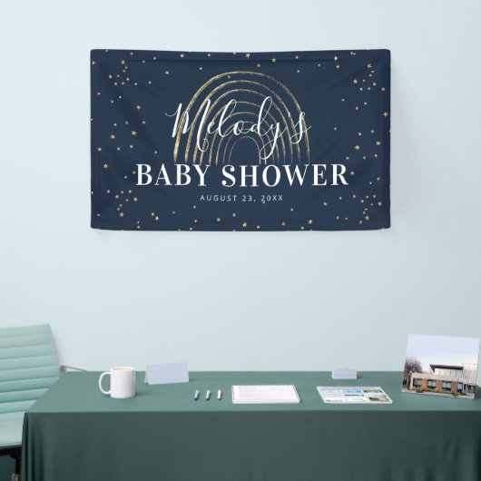 Banderoles Baby shower Gold Star & Rainbow (Salon professionnel)