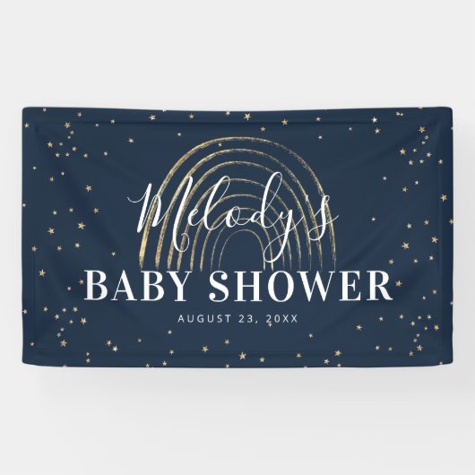 Banderoles Baby shower Gold Star & Rainbow (Horizontal)