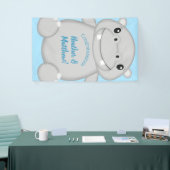 Banderoles Baby shower Hippo bleu (Salon professionnel)