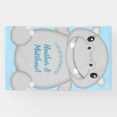 Banderoles Baby shower Hippo bleu (Horizontal)
