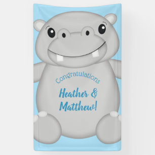 Banderoles Baby shower Hippo bleu