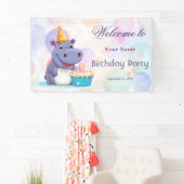 Banderoles Baby shower Hippo d'anniversaire (En situation)