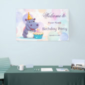 Banderoles Baby shower Hippo d'anniversaire (Salon professionnel)