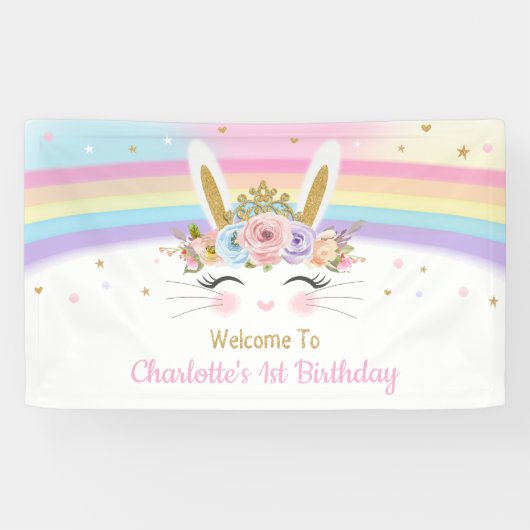 Banderoles Baby shower lapin arc-en-ciel Anniversaire Context (Horizontal)