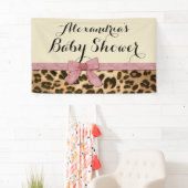 Banderoles Baby shower Leopard Rose Bow Girl (En situation)