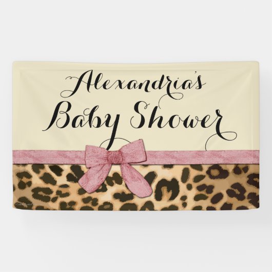 Banderoles Baby shower Leopard Rose Bow Girl (Horizontal)