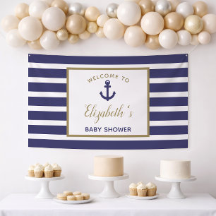Banderoles Baby Shower Marin Thème Garçon avec Ancres Bleu Ma