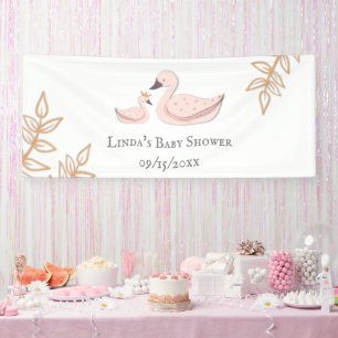 Banderoles Baby shower minimaliste de cygne rose Princesse et
