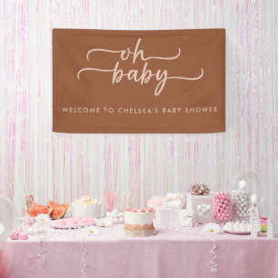 Banderoles Baby shower minimaliste moderne en terre cuite et 