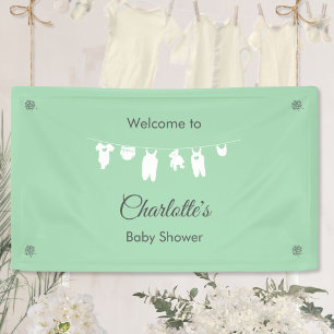 Banderoles Baby Shower Minimaliste Vert Menthe Genre Neutre