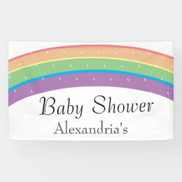 Banderoles Baby shower moderne arc-en-ciel neutre