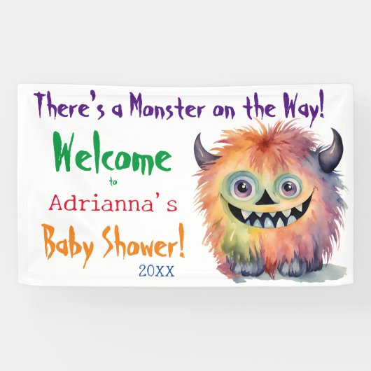Banderoles Baby shower Monster sur le chemin (Horizontal)