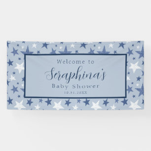 Banderoles Baby shower Motif Blue White Winter Stars