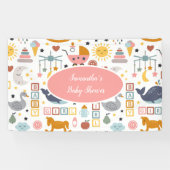 Banderoles Baby shower Motif de jouets rose pour bébé mignonn (Horizontal)