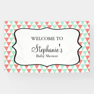 Banderoles Baby shower Motif du triangle corail et menthe