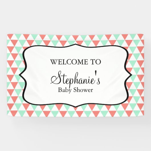 Banderoles Baby shower Motif du triangle corail et menthe (Horizontal)