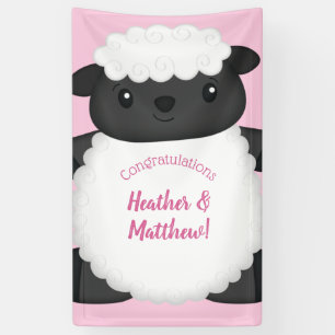 Banderoles Baby shower mouton rose