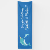 Banderoles Baby shower Narwhal Blue Boy Whale (Vertical)