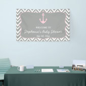 Banderoles Baby shower nautique gris et rose pastel Chevron (Salon professionnel)