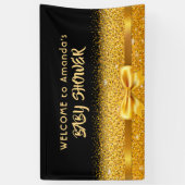 Banderoles Baby shower noir or monogramme bienvenue (Vertical)