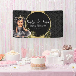 Banderoles Baby shower noir Princess Baby Gold