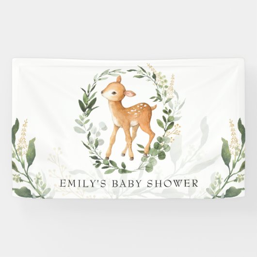 Banderoles Baby shower Or de la verdure des cerfs de bois mig (Horizontal)
