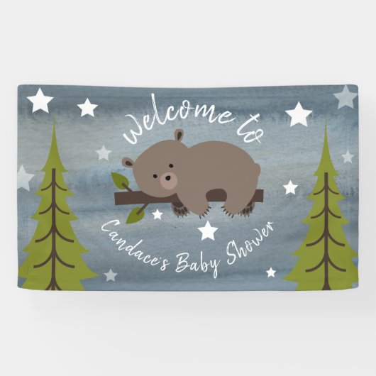 Banderoles Baby shower Ours d'aquarelle couché (Horizontal)