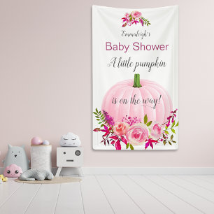 Banderoles Baby shower personnalisé Citrouille rose