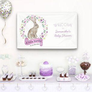 Banderoles Baby Shower Petit Lapin et Jolies Fleurs