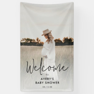 Banderoles Baby shower photo Boho Script Bienvenue