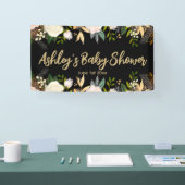 Banderoles Baby shower Photobooooooooth Contexte Floral Black (Salon professionnel)