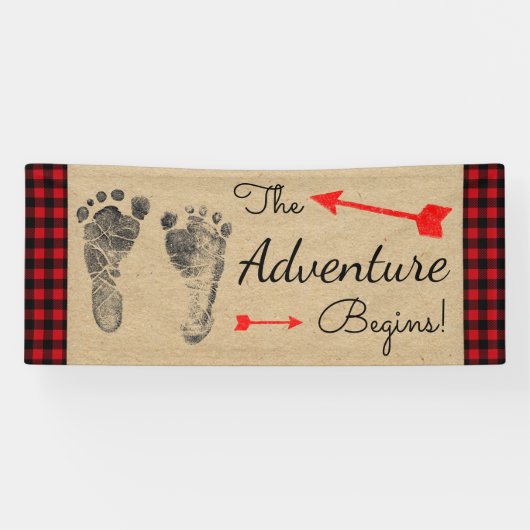 Banderoles Baby shower Plaid de bison de bûcheron (Horizontal)