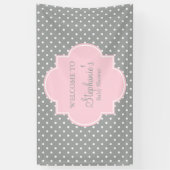 Banderoles Baby shower Pointe rose gris, blanc et pastel (Vertical)