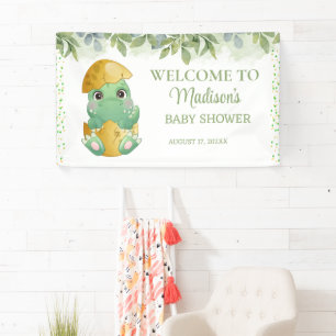 Banderoles Baby shower pour garçons de dinosaures vert