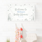 Banderoles Baby shower pour garçons d'hiver Silver & Blue (En situation)