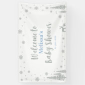 Banderoles Baby shower pour garçons d'hiver Silver & Blue (Vertical)