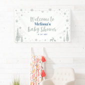 Banderoles Baby shower pour garçons d'hiver Silver & Blue (En situation)