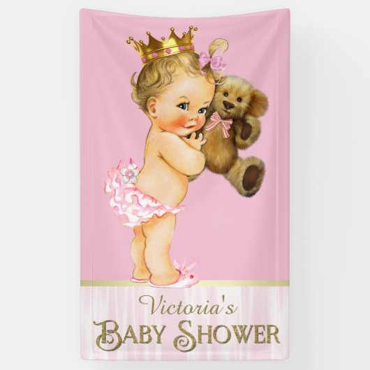 Banderoles Baby shower Princess Teddy Bear (Vertical)