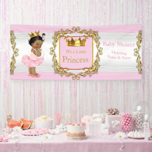 Banderoles Baby Shower Princesse Rose Or Blanc Ethnique